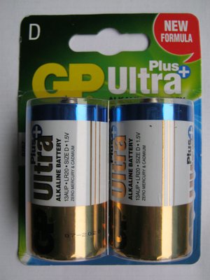 Батарейка D GP Alkaline Plus Ultra LR20 C2 (20) блист. 1 шт 11708 фото