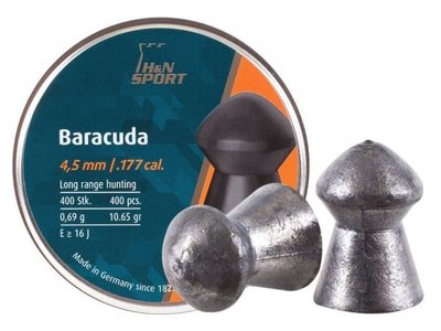 Кулі пневматичні H&N Baracuda Smooth. Кал. 4,5 мм. Вага - 0.69 г. 400 шт/уп (14530270) 117142 фото