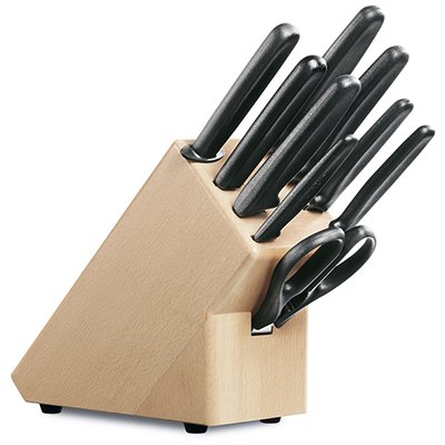 Набір кухонний 9шт з чорн. ручкою з підставкою (6 ножів, точило, вилка, ножиці) 48990 фото