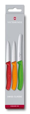 Набор кухонный SwissClassic Paring Set 3 ножа с крас/оранж/зел. ручкой (8,8,11см) (GB) 48661 фото