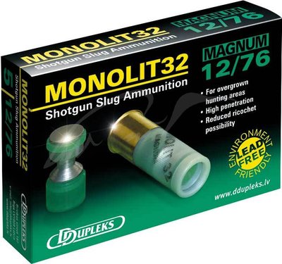 патрон Ddupleks 12/76 пуля Monolit 32 Magnum 1303 фото