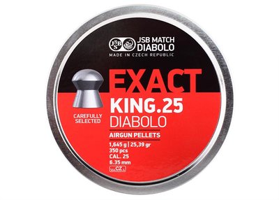 Кулі пневматичні JSB Diabolo Exact King Кал 6.35 мм Вага - 1.64 г 350 шт/уп (1453.05.37) 99158 фото