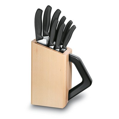 Набір кухонний SwissClassic Cutlery Block 8шт з чорн. ручкою з підставкою (8 ножів) 48997 фото