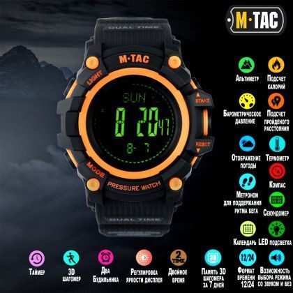 M-Tac годиник тактичний Adventure Black/Orange (50005035) 92645 фото