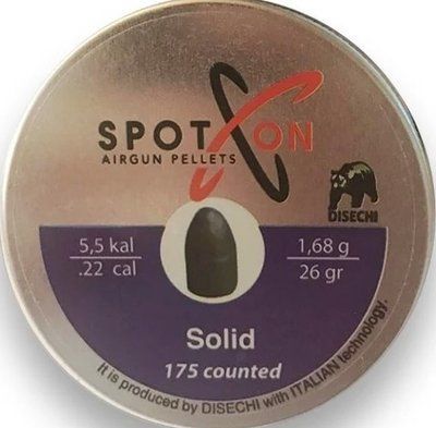 Пули SPOTON Solid 1.68г 250шт, 5.5 мм (Z24.2.16.006) 83970 фото