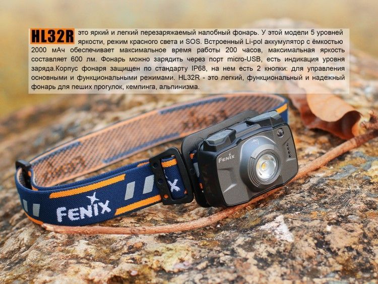 Налобний ліхтар Fenix HL32R сірий (HL32Rg) 9747 фото