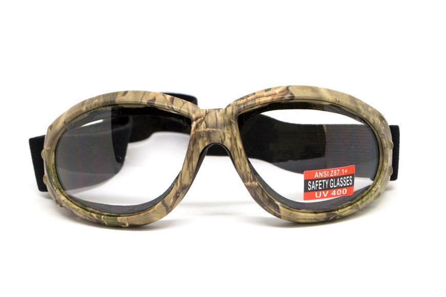 Очки защитные с уплотнителем Global Vision Eliminator Camo Forest (clear), прозрачные в камуфлированной оправе GV-ELIMCF-CL фото