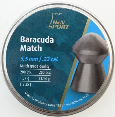 Свинцовые пули H&N Baracuda Match 5,51 мм 1,37 г 200 шт (1453.02.81) 26249 фото