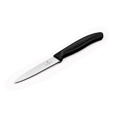 Кухонний ніж SwissClassic Paring 10см хвиль. з чорн. ручкою (Vx67733) 48700 фото
