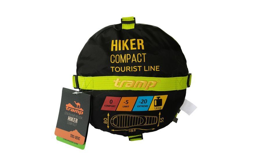 Спальний мішок Tramp Hiker Compact кокон оливковий/сірий 185/80-55, Правий (TRS-051C-R) 116920 фото