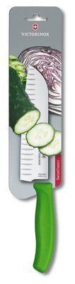 Кухонний ніж SwissClassic Santoku 17см рифл. із зел. ручкою (блістер) 48757 фото