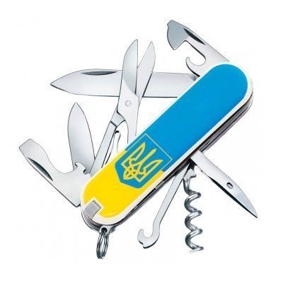 Ніж Victorinox Climber Ukraine 1.3703.7R3 тризуб жовтоблакитний (Vx13703.7R3) 49301 фото
