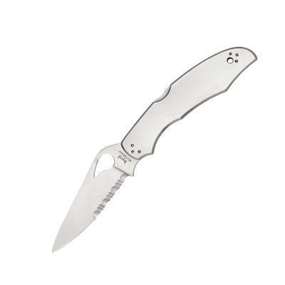 Кишеньковий ніж Spyderco Byrd Cara Cara 2 Steel Handle, напівсерейтор (BY03PS2) 102878 фото