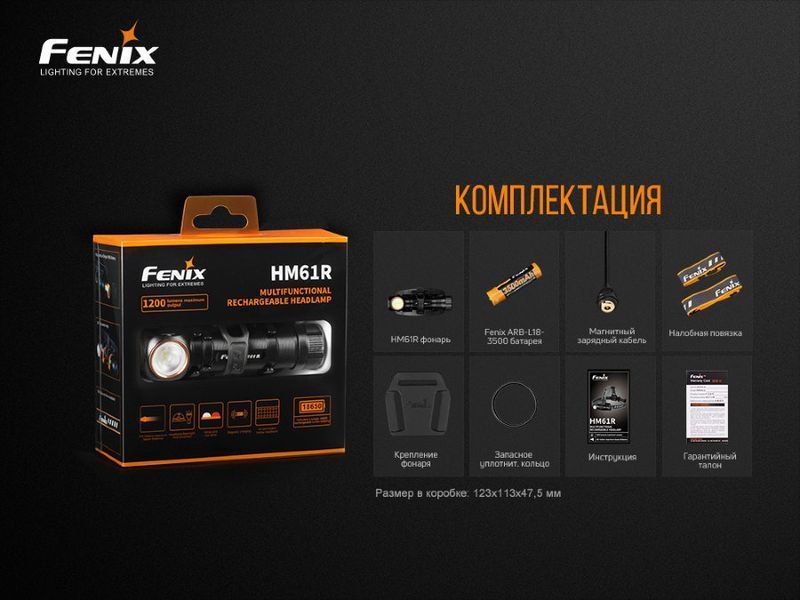Налобний ліхтар Fenix HM61R + Складаний ніж Ruike S22 Коричневий (HM61RS22br) 122986 фото
