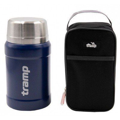 Термос Tramp із широким горлом у чохлі 0.8 л Blue (TRC-132-blue) 123639 фото