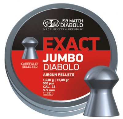Кулі пневматичні JSB Exact Jumbo, 500 шт/уп, 1,03 г, 5,5 мм (1453.05.50) 26412 фото