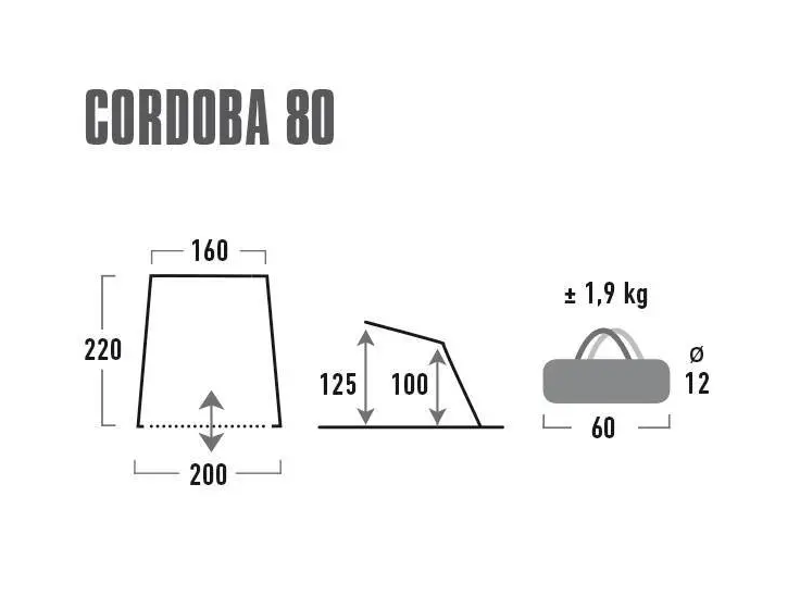Намет High Peak Cordoba 80 (Aluminium/Dark Grey) (926279) 47425 фото
