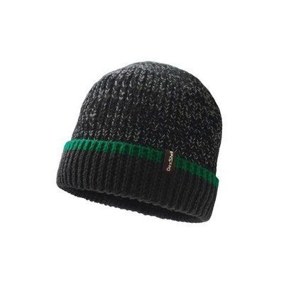 Шапка водонепроникна Dexshell Cuffed Beanie чорна із зеленою смугою S/M 56-58 см (DH353GRNSM) 69619 фото