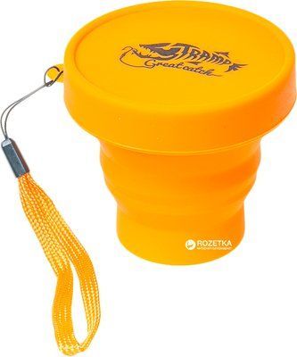 083 Стакан складной силиконовый с крышкой 180ml orange 31854 фото