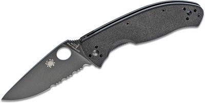 Карманный нож Spyderco Tenacious Black Blade, полусеррейтор (87.11.69) 70026 фото